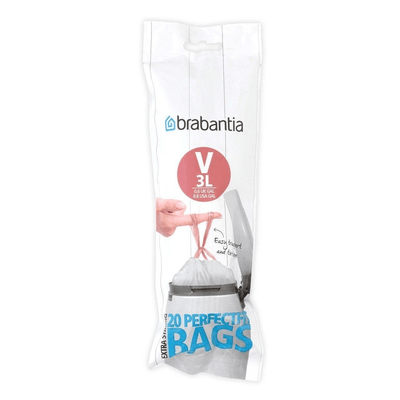 BRABANTIA Brabantia Bin Liner Code V Bags White Plastic #01929 - happyinmart.com.au