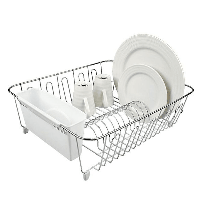 DLINE Dline Small Dish Drainer Chrome Pvc With Caddy White 