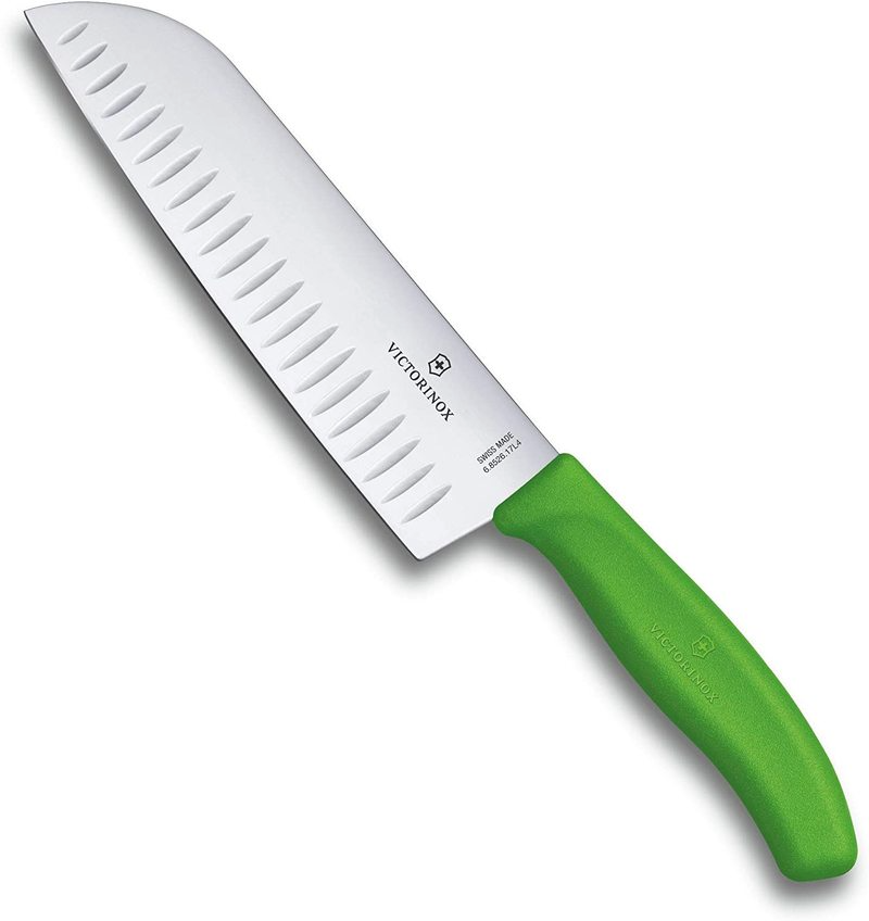 Victorinox Swiss Classic Fluted Wide Blade Santoku Knife Green 