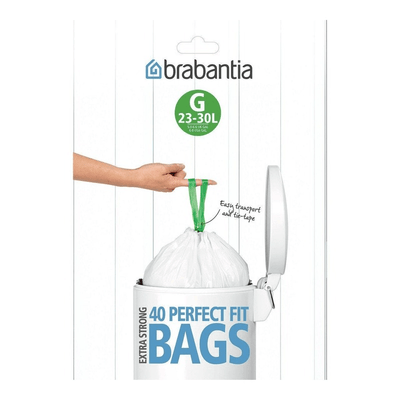BRABANTIA Brabantia Bin Liner Code G 40 Bags White Plastic #06604 - happyinmart.com.au