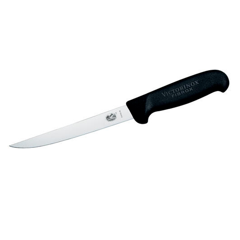 Victorinox Boning Knife 18cm Straight Narrow Blade Fibrox Black 