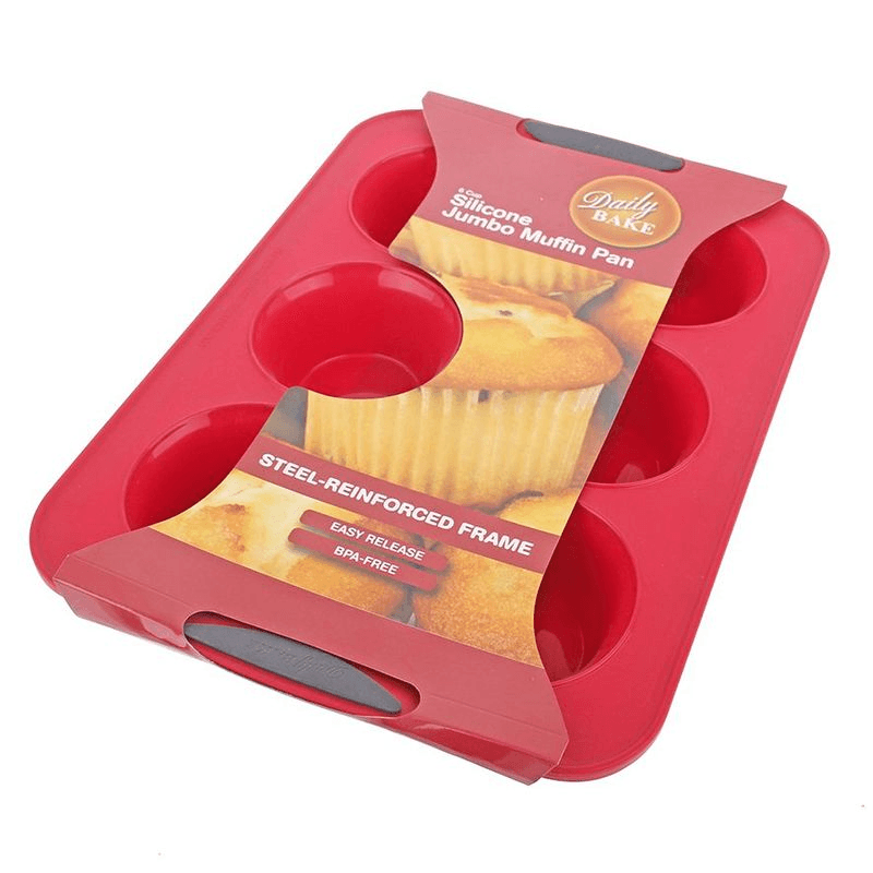 DAILY BAKE Daily Bake Silicone 6 Cup Jumbo Muffin Pan Red 