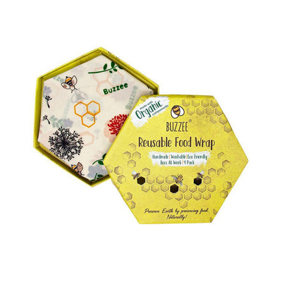 BUZZEE Buzzee Organic Beeswax Wraps Pack 4 Bees At Work #3748-1 - happyinmart.com.au