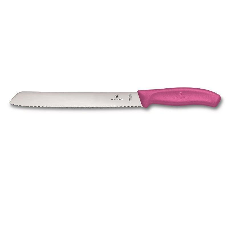 VICT PROF Victorinox Bread Knife, 21cm, Wavy Edge Blade, Classic,Pink,Blister 6.8636.21L5B - happyinmart.com.au