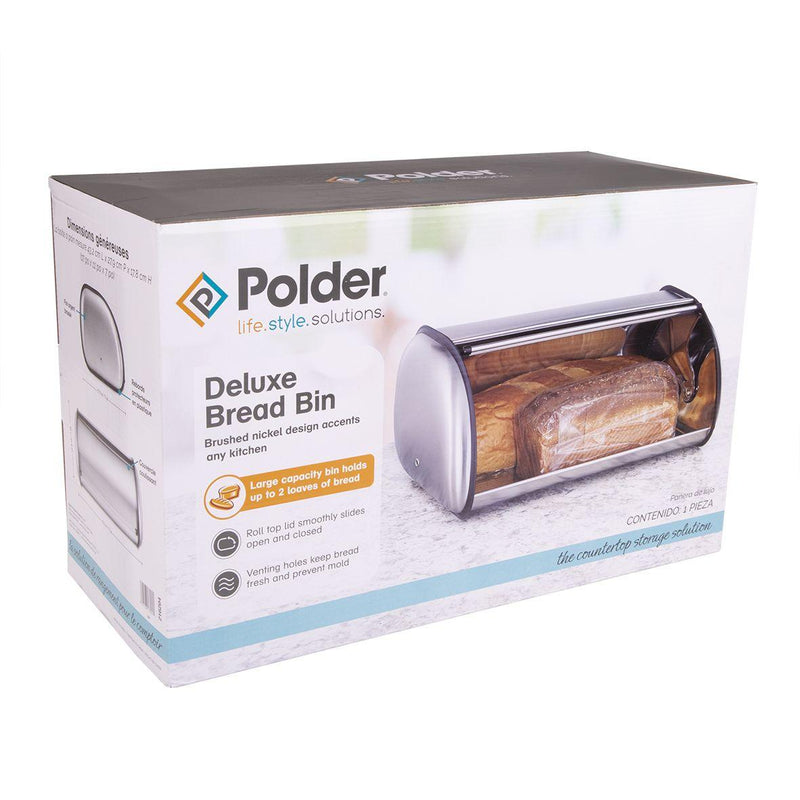 POLDER Polder Deluxe Bread Bin Brushed Nickel 