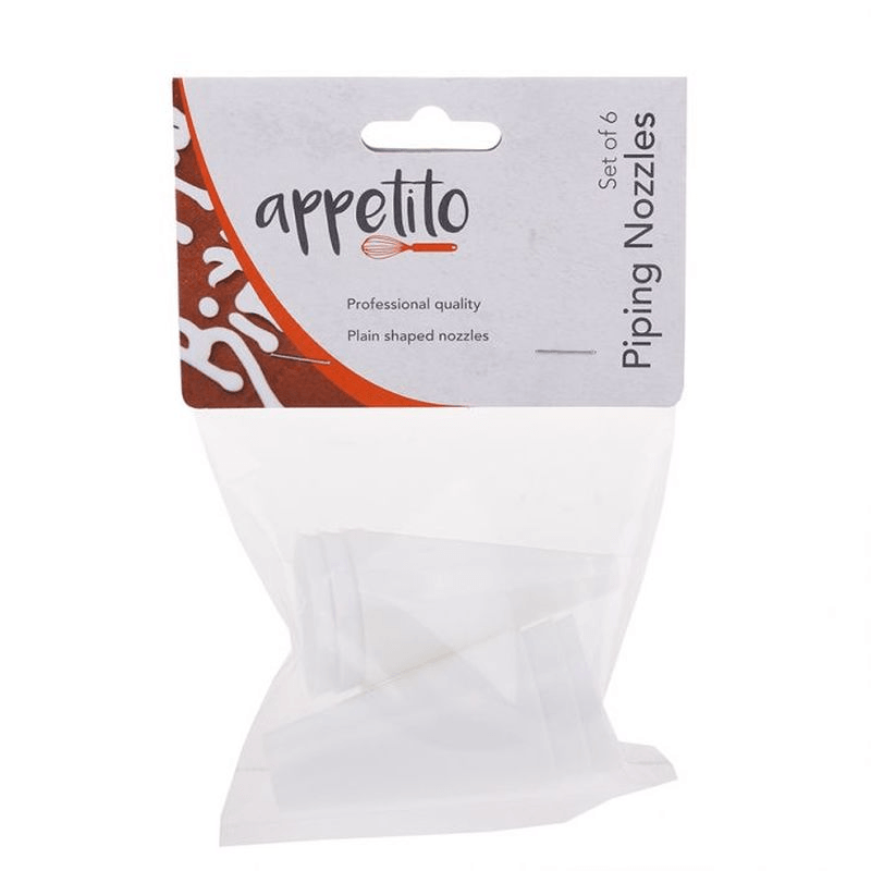 APPETITO Appetito Plain Plastic Piping Nozzles Set 6 White 