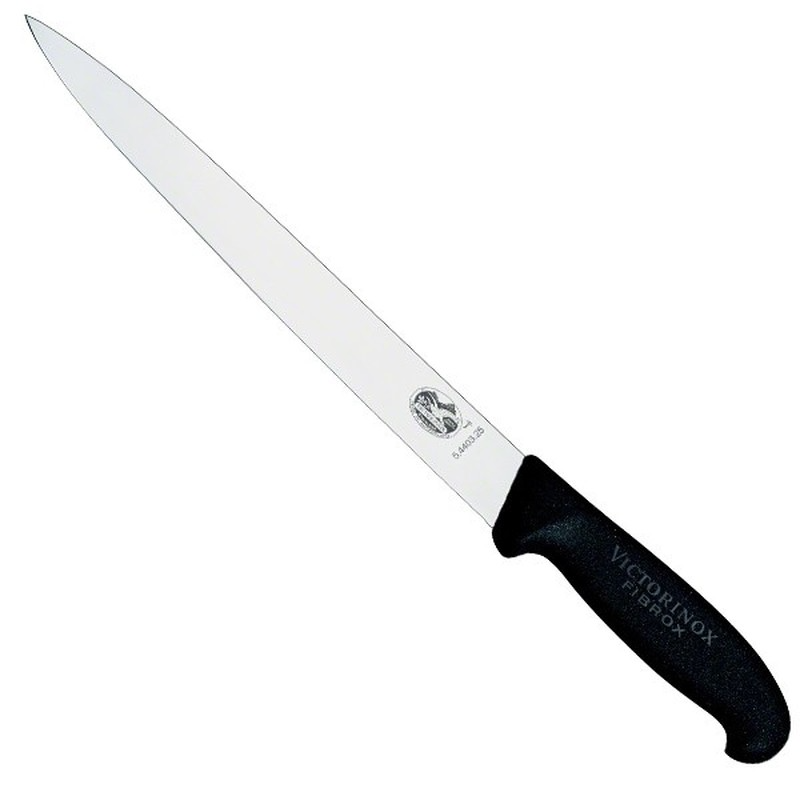 Victorinox Slicing Knife 25cm Pointed Tip Plain Edge Black 