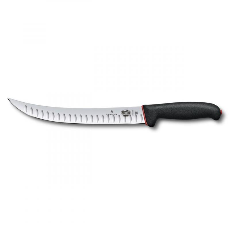 Victorinox Fibrox Slaughter Knife Fluted Edge Curved Narrow Blade Black 25cm 
