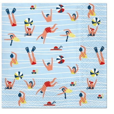 PAW Paw Lunch Napkins 33cm Pack Of 20 | 3 Ply | Swimming Pool 61641 - happyinmart.com.au