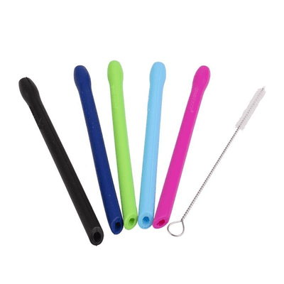 APPETITO Appetito Silicone Cocktail Straws Set 5 With Brush Asst Colours #3438-1 - happyinmart.com.au