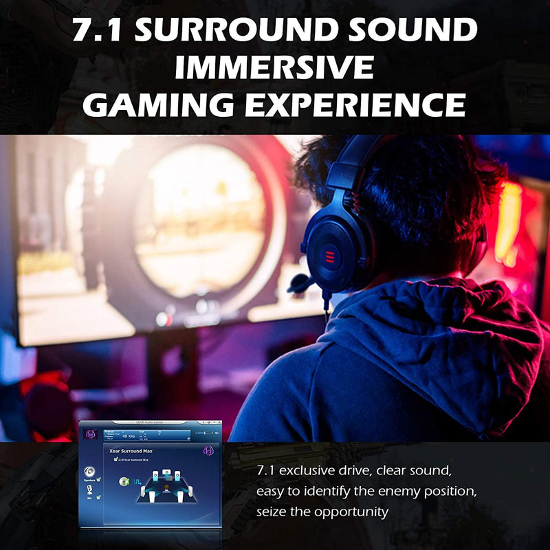 EKSA EKSA E900 Pro 7.1 Virtual Surround Sound Gaming Headset for PC, PS4, PS5 - happyinmart.com.au