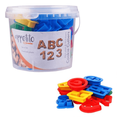APPETITO Appetito Alphabet Number Cookie Cutter 36 Piece In Tub #2747 - happyinmart.com.au