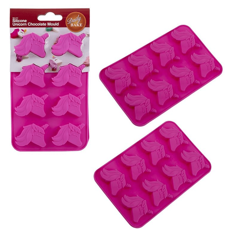 DAILY BAKE Daily Bake Silicone Unicorn 8 Cup Chocolate Mould Set 2 Pink 