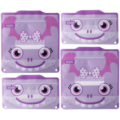 RUSSBE Russbe Snack Sandwich Bags Set 4 Purple Monster #8777 - happyinmart.com.au