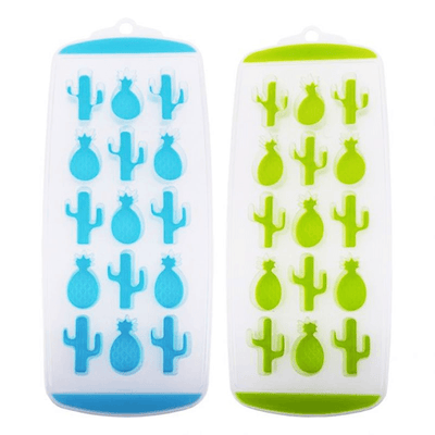APPETITO Appetito Easy Release 15 Cube Pineapple Cactus Ice Tray Set 2 Blue Lime #4465 - happyinmart.com.au