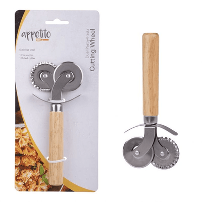 APPETITO Appetito Stainless Steel Dual Pastry Pasta Cutter Wheel #3218-2 - happyinmart.com.au