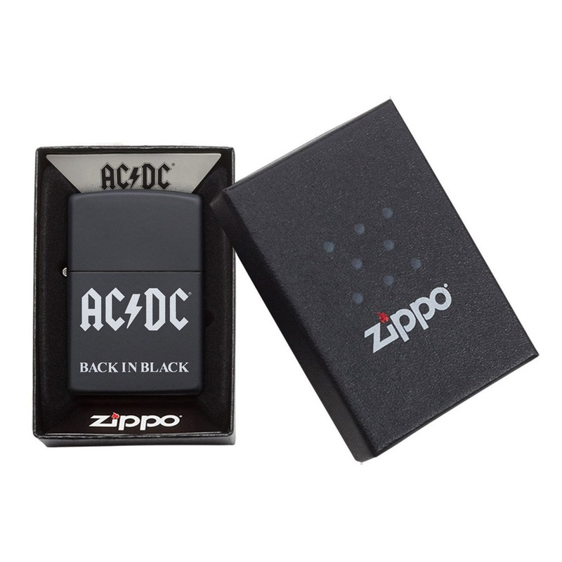 Zippo Lighter Ac Dc Back In Black Matte 