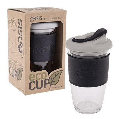 OASIS Oasis Borosilicate Glass Eco Cup Black #8996BK - happyinmart.com.au