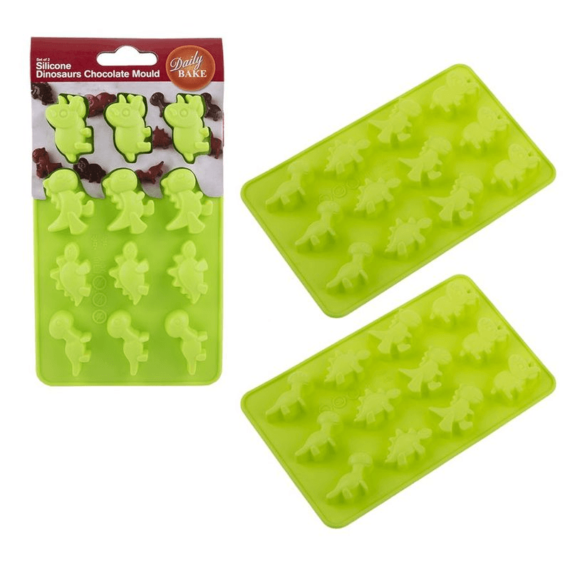 DAILY BAKE Daily Bake Silicone Dinosaur 8 Cup Chocolate Mould Set 2 Green 