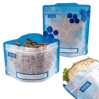 RUSSBE Russbe Snack Sandwich Bags Set 4 Blueberry Linen #8780 - happyinmart.com.au
