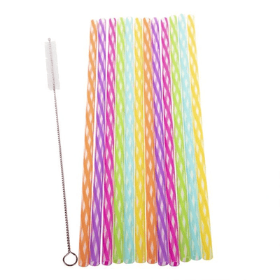 APPETITO Appetito Reusable Rainbow Party Straws Pack 24 With Brush Asst Colours #3436 - happyinmart.com.au