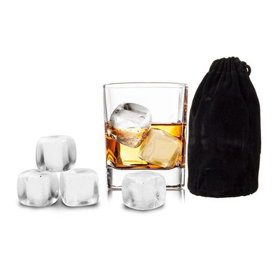BARTENDER Bartender Quartz Crystal Whisky Rocks Set 6 With Bag #7043C - happyinmart.com.au