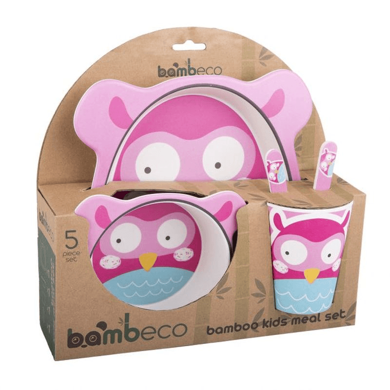 BAMBECO Bambeco Bamboo 5 Piece Kids Meal Set Owl 