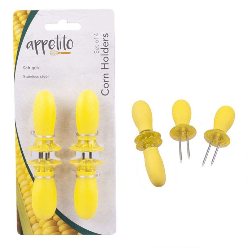 APPETITO Appetito Soft Grip Corn Holders Set 4 Yellow 