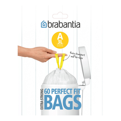 BRABANTIA Brabantia Bin Liner Code A 60 Bags Dispenser White Plastic #06599 - happyinmart.com.au