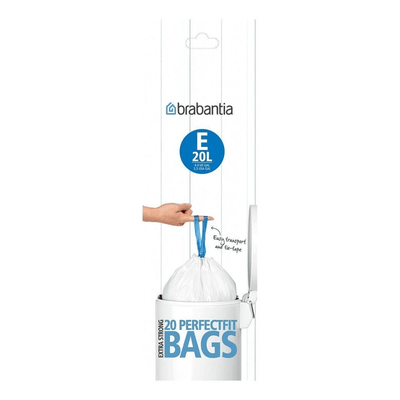 BRABANTIA Brabantia Bin Liner Code E 20 Bags White Plastic #06595 - happyinmart.com.au