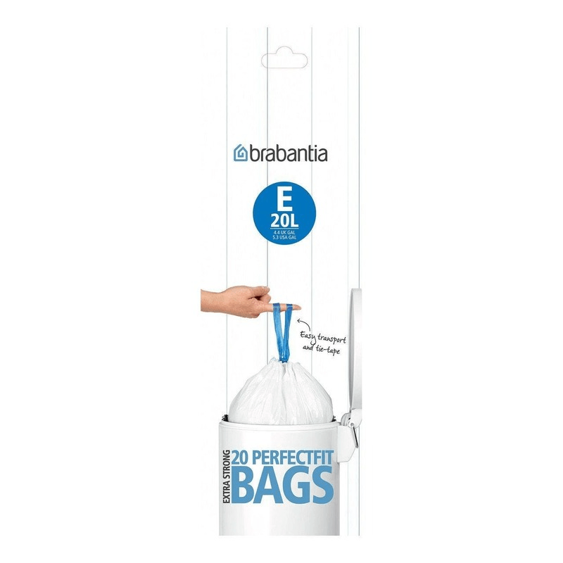 BRABANTIA Brabantia Bin Liner Code E 20 Bags White Plastic 