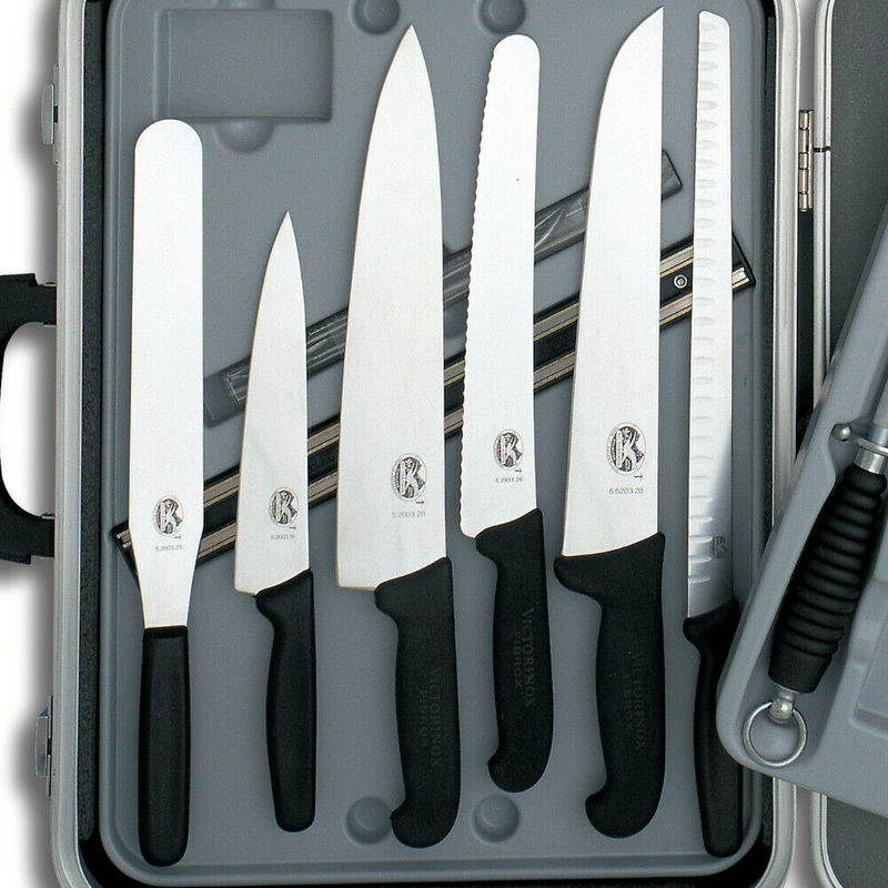Victorinox Large Chefs Case Of Knives Fibrox Black Handles 