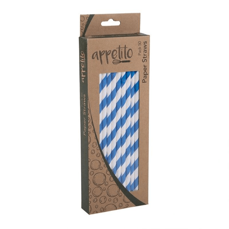 APPETITO Appetito Paper Straws Pack 50 Blue Stripes 