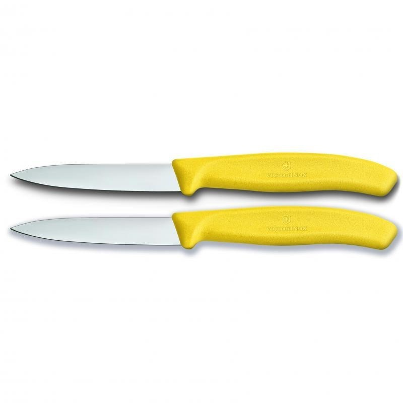 Victorinox Paring Stainless Steel Knife Pointed Blade 2 Pieces Set Classic Yellow 