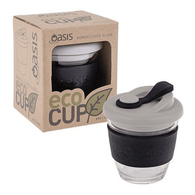OASIS Oasis Borosilicate Glass Eco Cup 8oz Black #8994BK - happyinmart.com.au