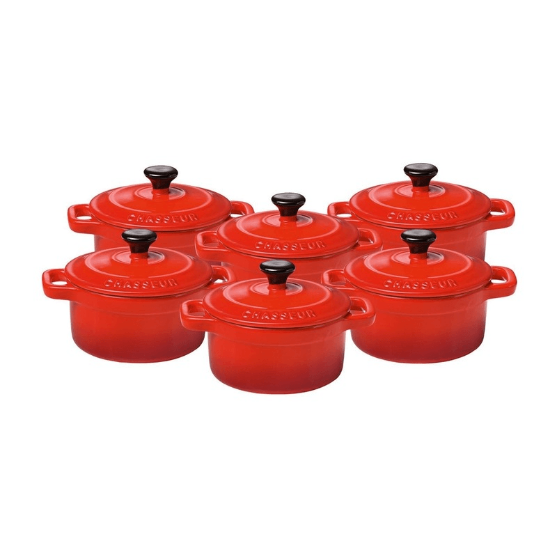 CHASSEUR Chasseur Mini Cocotte Set of 6 Red 
