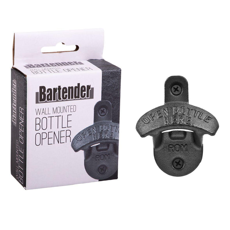 BARTENDER Bartender Wall Mounted Bottle Opener Black 