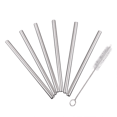 APPETITO Appetito Stainless Steel Cocktail Straws Set 6 With Brush #3443-0 - happyinmart.com.au