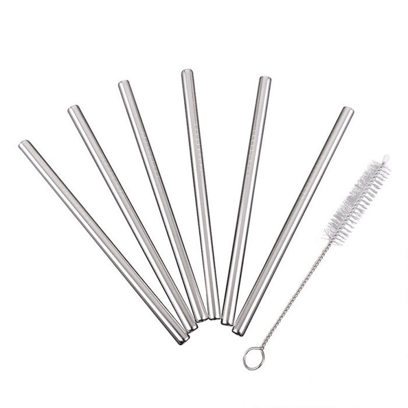 APPETITO Appetito Stainless Steel Cocktail Straws Set 6 With Brush 