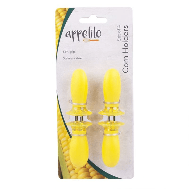 APPETITO Appetito Soft Grip Corn Holders Set 4 Yellow 