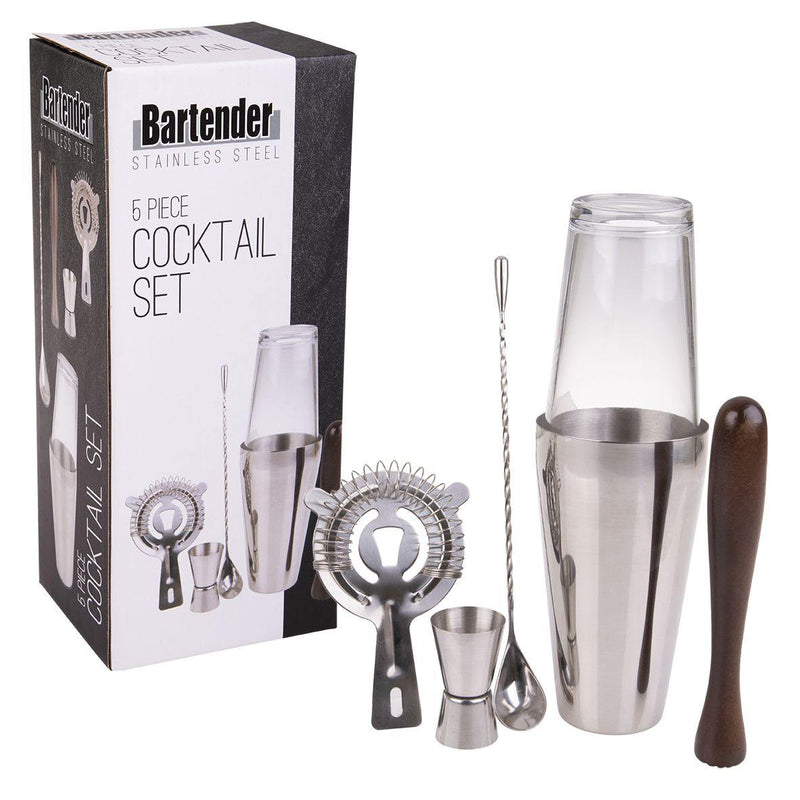 BARTENDER Bartender 5 Pieces Stainless Steel Cocktail Set 