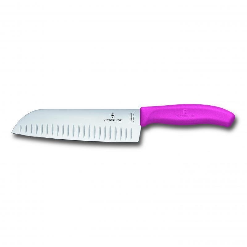 Victorinox Santoku Knife Fluted Wide Blade Pink 