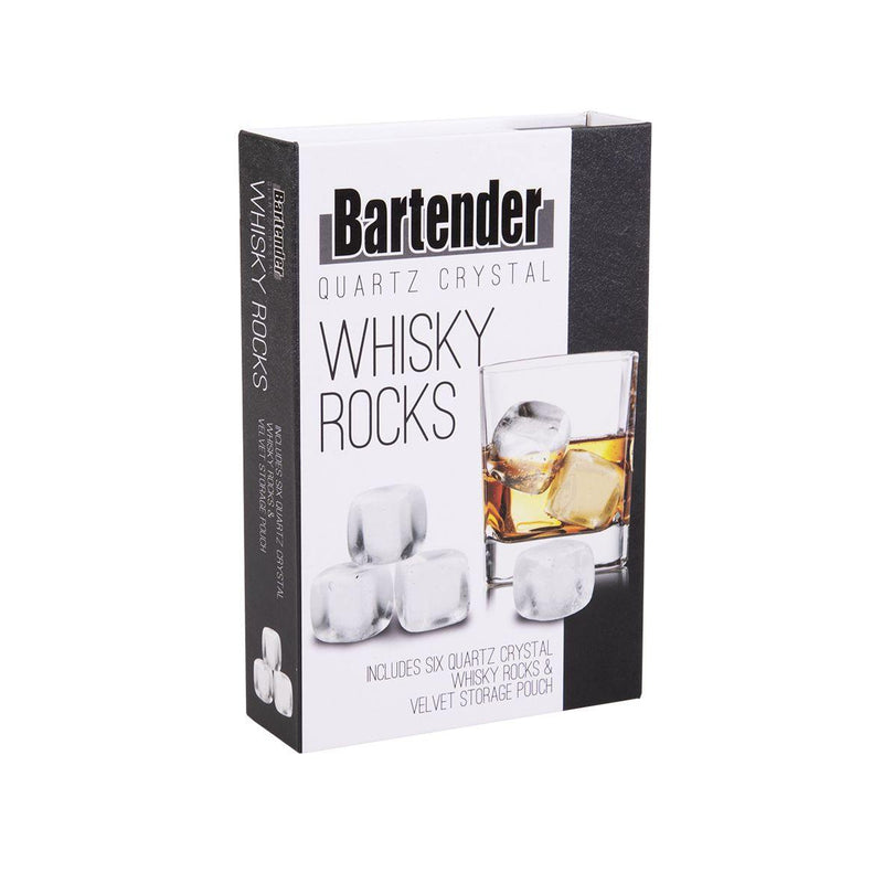 BARTENDER Bartender Quartz Crystal Whisky Rocks Set 6 With Bag 