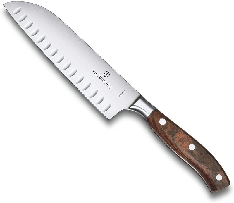 Victorinox Grand Maitre Santoku Knife Fluted Edge 17cm Rosewood Handle 