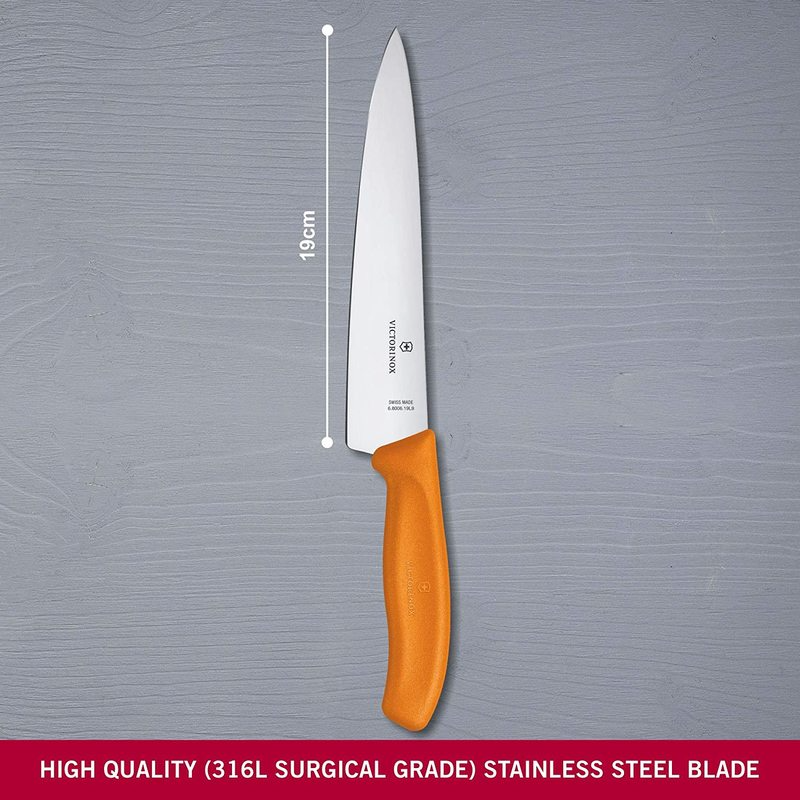 Victorinox Cooks Carving Knife 19cm Wide Blade Classic Orange 