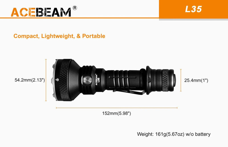 ACEBEAM Acebeam 5000 Lumen Cree Xhp70 Waterproof Flashlight 