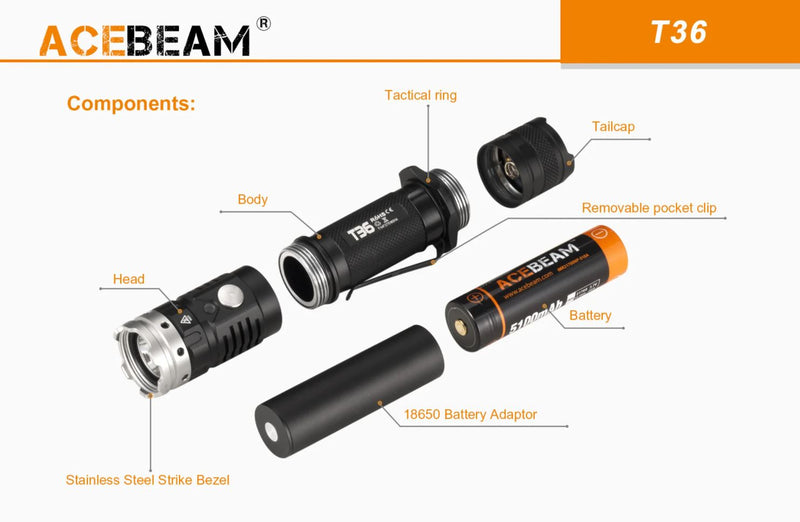 Acebeam 2100 Lum Limited Edition Rechargeable Flashlight 