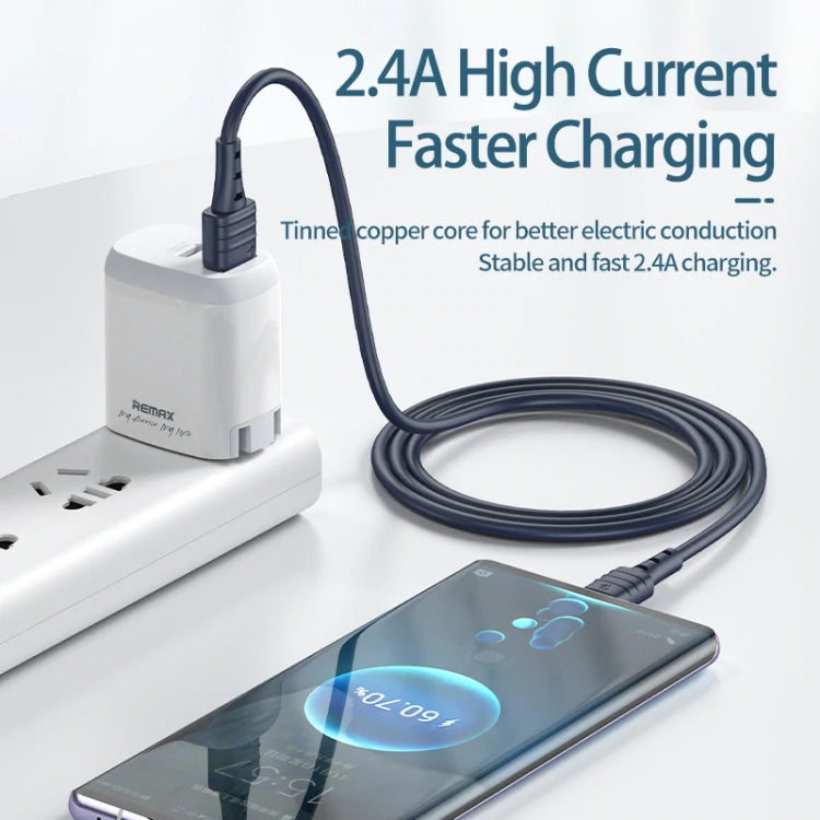 Remax Zeron 2.4A Micro Usb Fast Charging Data Cable Blue 