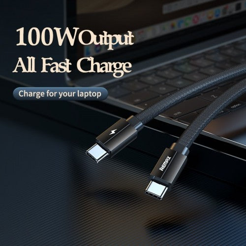 Remax Kerolla Series Pd 100w Usb C Type C To Usb C Type C Fast Charging Data Cable Black 