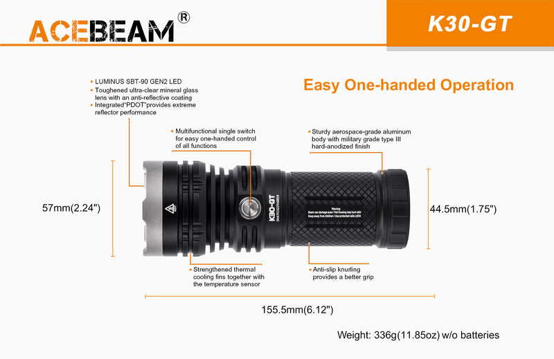 Acebeam 5500 Lumen Compact Ultra Throw Handheld Led Searchlight 